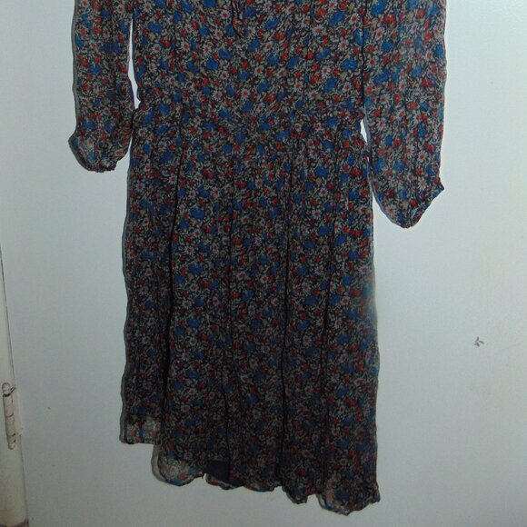 Massimo Dutti Round Floral Ruffle Neck Semi Sheer Layered Midi Dress Boho 5 - Picture 2 of 9